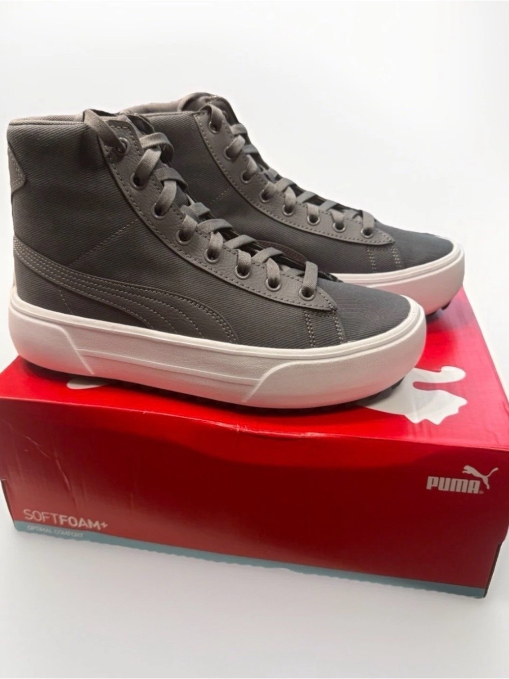 Puma Kaia Mid Women’s 8.5 High-Top Sneakers Gray White Softfoam + Comfort NEW - Picture 3 of 9